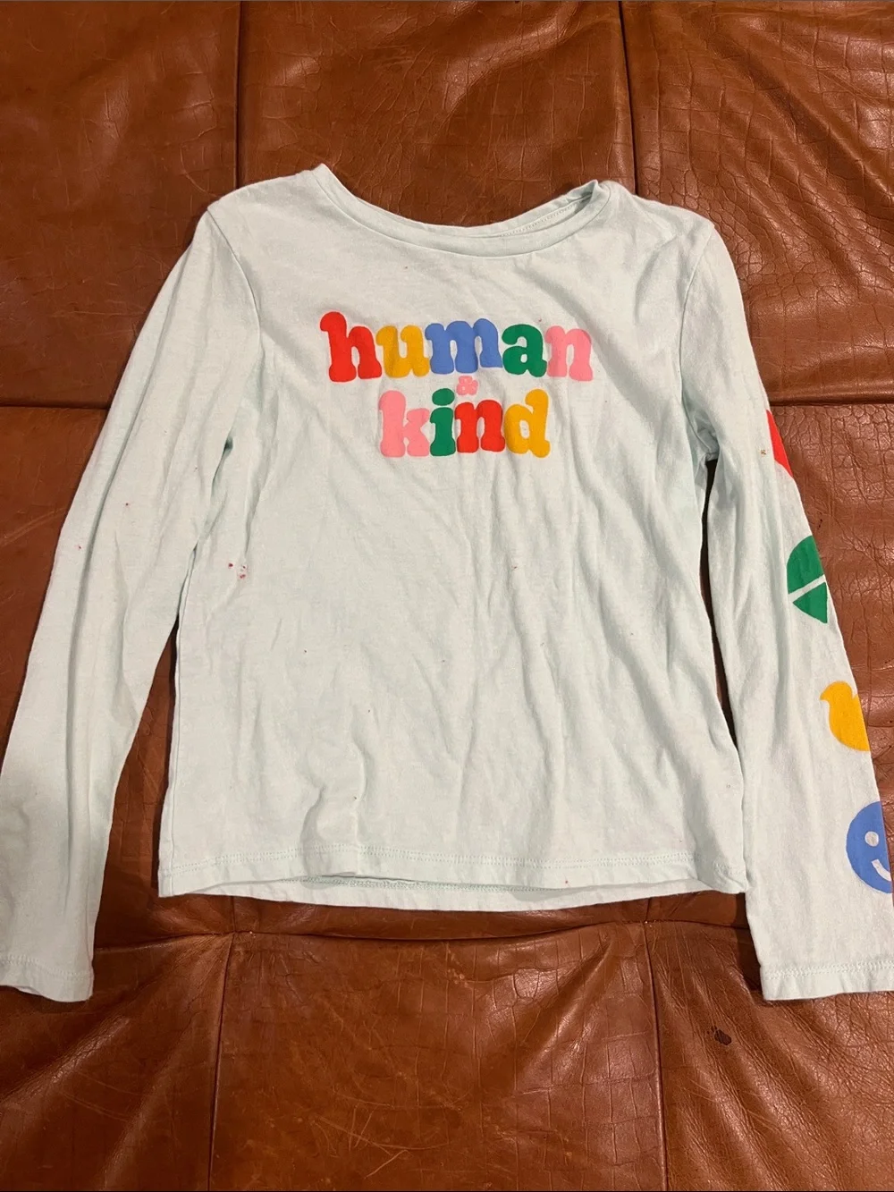 Old Navy Light Blue Long-Sleeve 'human kind' Graphic Tee